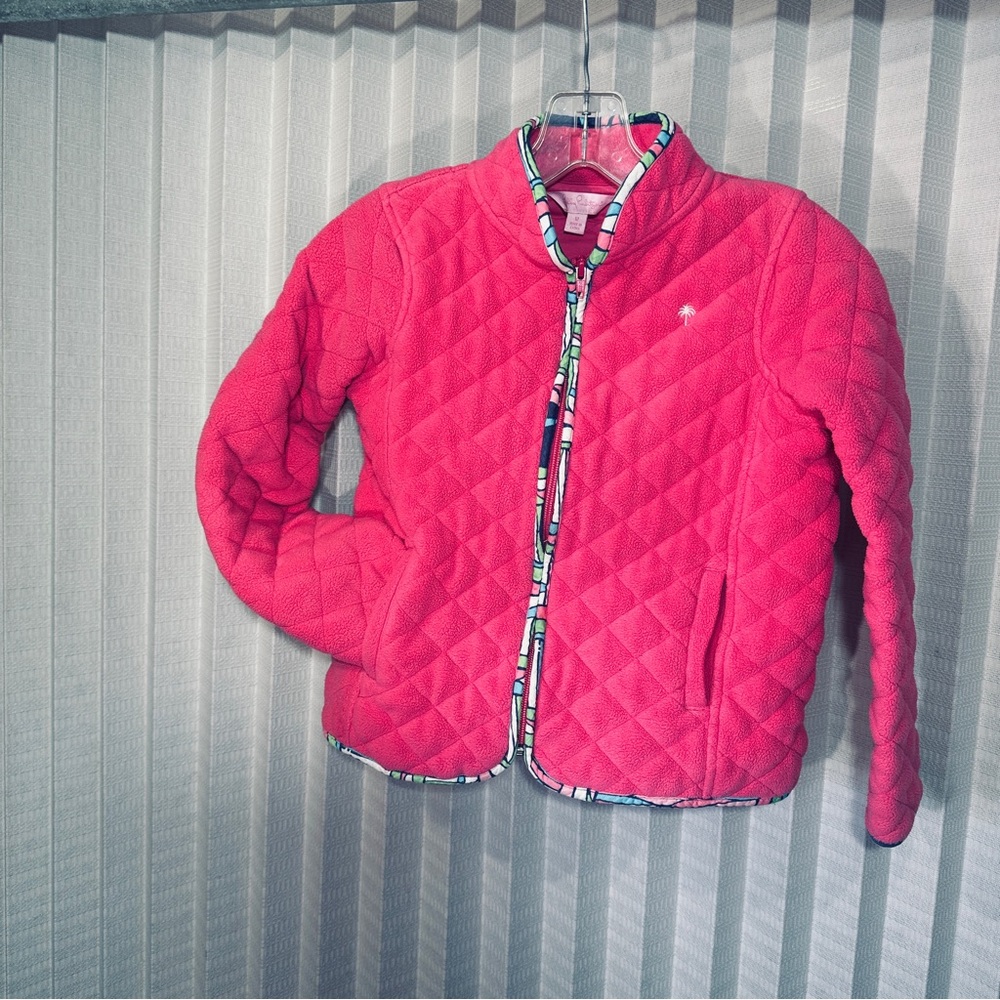 Lilly Pulitzer pink fleece jacket girls size 12